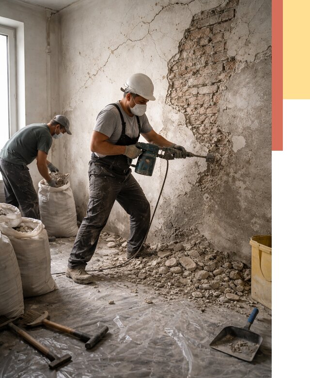 Демонтаж штукатурки со стен в Батайске от 7287 руб/м² — быстро и недорого | ОТДЕЛОЧНИК-Бтс