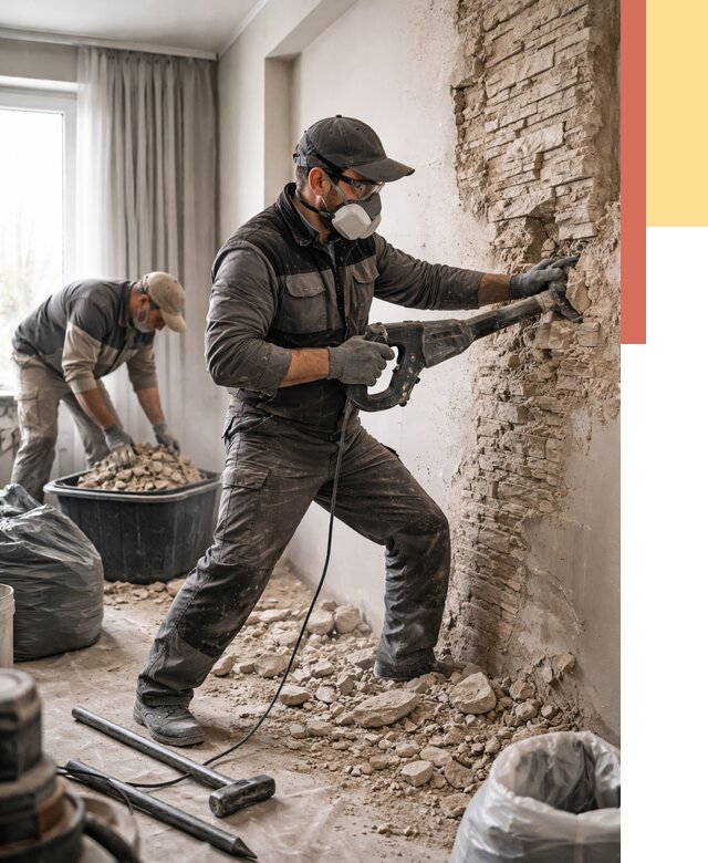 Демонтаж декоративного камня в Батайске от 1468 руб/м² — быстро и недорого | ОТДЕЛОЧНИК-Бтс