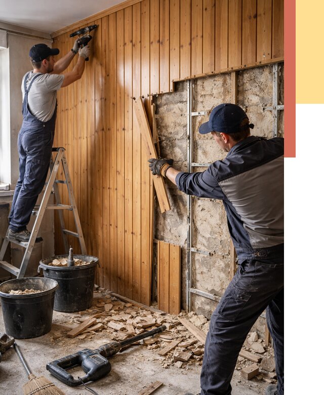 Демонтаж вагонки со стен в Батайске от 1468 руб. — снятие, удаление, срочно | ОТДЕЛОЧНИК-Бтс