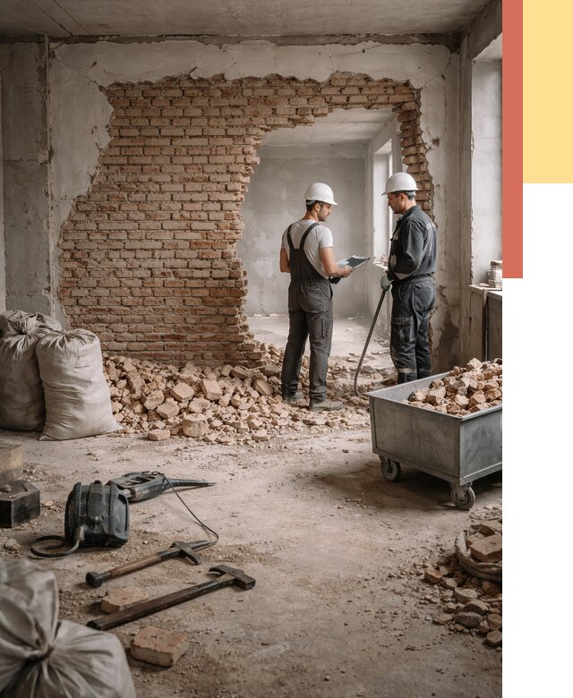 Демонтаж кирпичных стен в Батайске от 4251 руб. — быстро, недорого, под ключ | ОТДЕЛОЧНИК-Бтс