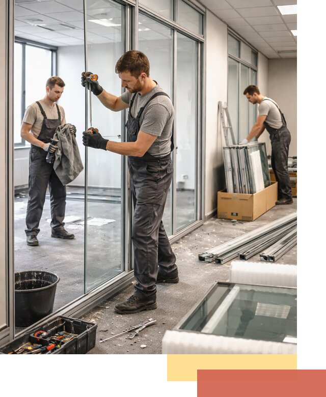 Демонтаж стеклянных перегородок в Батайске быстро и безопасно