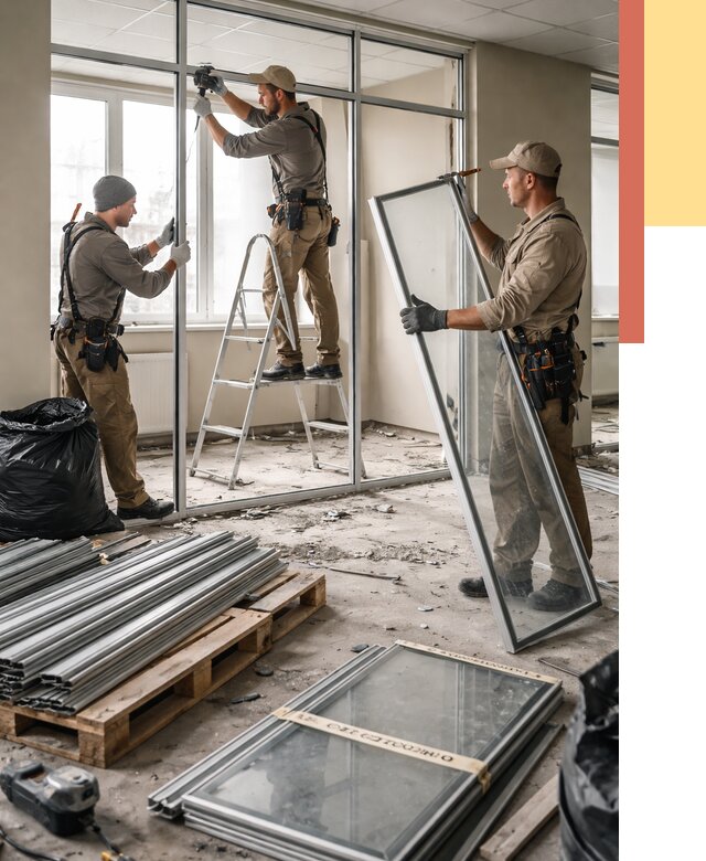 Демонтаж алюминиевых перегородок в Батайске от 4251 руб. — быстро и недорого | ОТДЕЛОЧНИК-Бтс