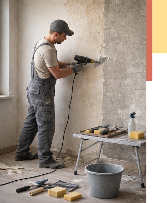 Очистка стен от клея в Батайске от 1872 руб. — снятие и удаление клея со стен | ОТДЕЛОЧНИК-Бтс