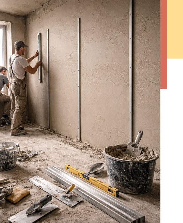 Штукатурка стен по маякам в Батайске от 5567 руб./м² — выравнивание под ключ | ОТДЕЛОЧНИК-Бтс