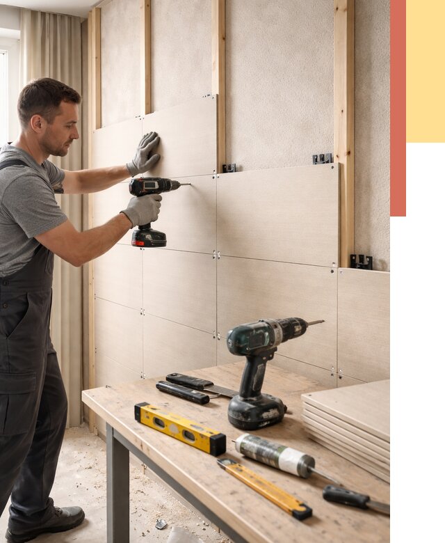 Монтаж МДФ панелей на стены в Батайске от 1265 руб. под ключ | ОТДЕЛОЧНИК-Бтс