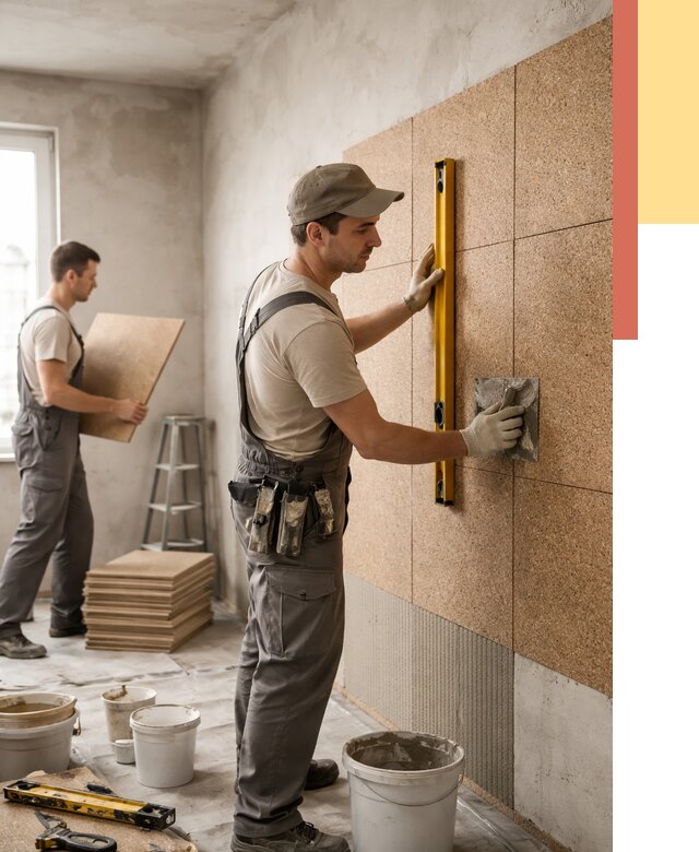 Монтаж пробковых панелей на стены в Батайске от 3542 руб. — ОТДЕЛОЧНИК-Бтс