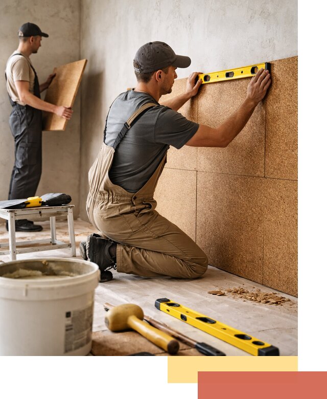 Монтаж пробковых панелей на стены в Батайске быстро и качественно