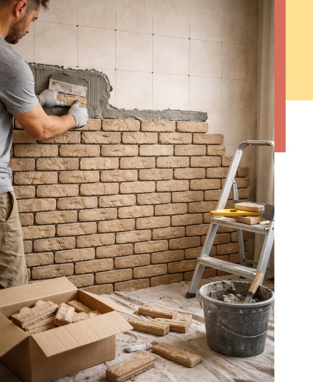 Монтаж декоративного кирпича в Батайске от 3239 руб./м² — быстро и недорого | ОТДЕЛОЧНИК-Бтс