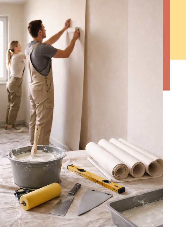 Поклейка бумажных обоев в Батайске от 5567 руб./м2 — быстро и недорого | ОТДЕЛОЧНИК-Бтс