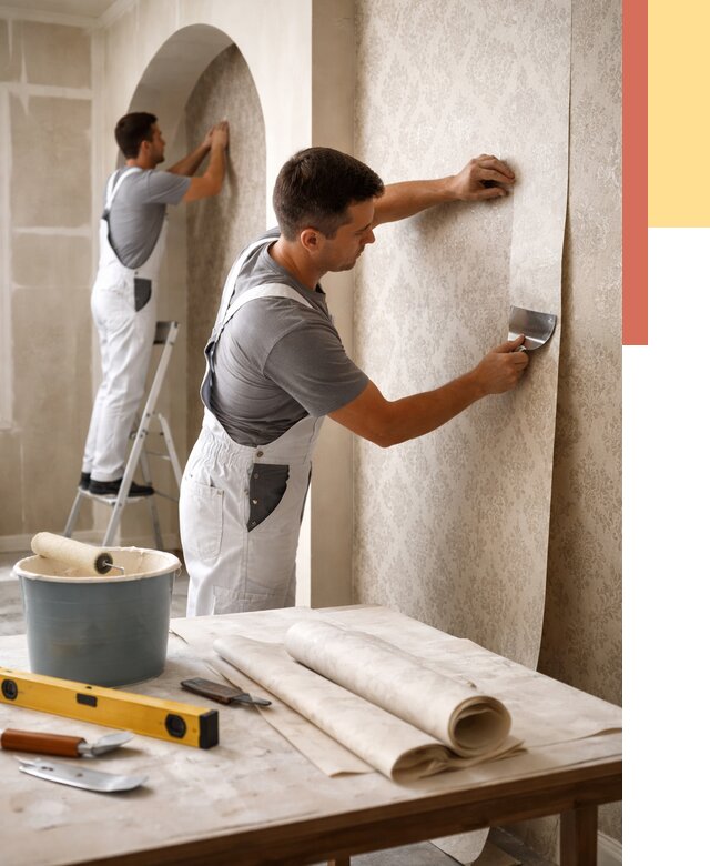 Поклейка обоев на сложные стены в Батайске от 2834 руб. под ключ | ОТДЕЛОЧНИК-Бтс