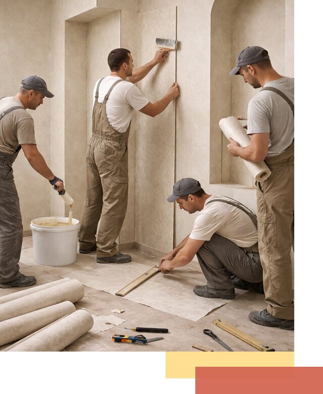 Поклейка обоев на сложные стены и неровные поверхности в Батайске