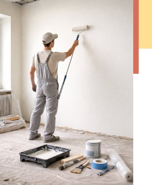 Покраска стен водоэмульсионной краской в Батайске от 455 руб. за м² | ОТДЕЛОЧНИК-Бтс