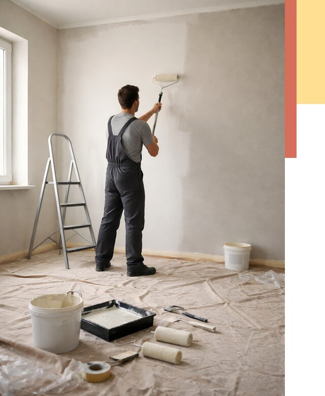 Покраска стен моющейся краской в Батайске от 354 руб./м² — быстро и недорого | ОТДЕЛОЧНИК-Бтс