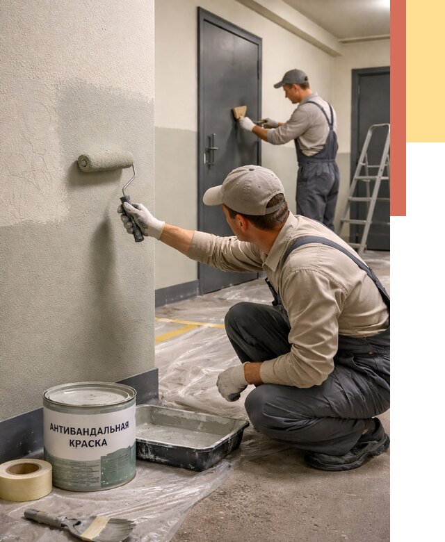 Покраска стен антивандальной краской в Батайске от 4554 руб./м² под ключ | ОТДЕЛОЧНИК-Бтс