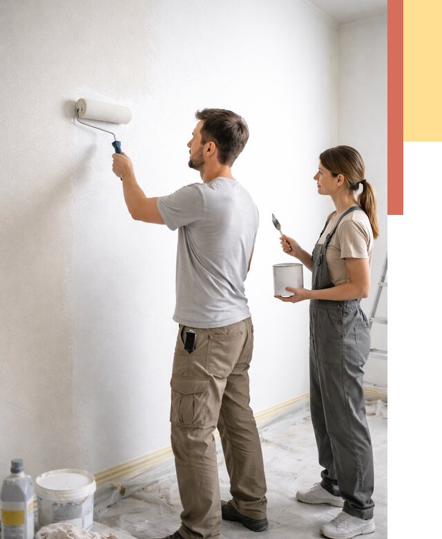 Окраска стен по стеклохолсту в Батайске от 4554 руб/м² под ключ | ОТДЕЛОЧНИК-Бтс