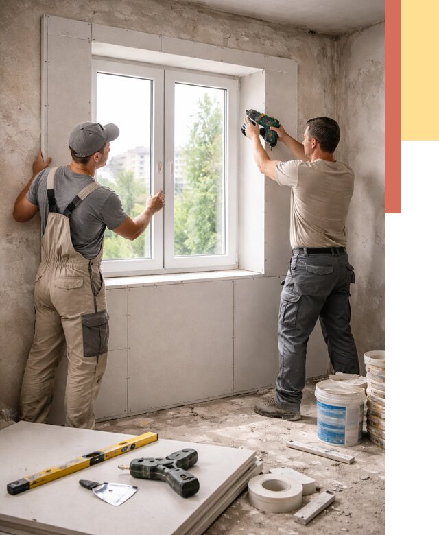 Монтаж откосов из гипсокартона в Батайске от 4554 руб. под ключ | ОТДЕЛОЧНИК-Бтс