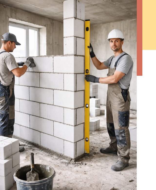 Кладка перегородок из пеноблока в Батайске от 1822 руб. под ключ | ОТДЕЛОЧНИК-Бтс