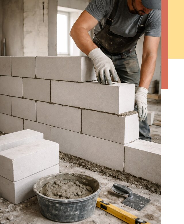 Кладка перегородок из силикатного блока в Батайске от 4048 руб. под ключ | ОТДЕЛОЧНИК-Бтс