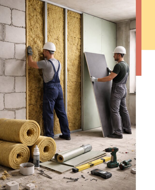 Шумоизоляция перегородок из блоков в Батайске от 1872 руб./м² — быстро и недорого | ОТДЕЛОЧНИК-Бтс