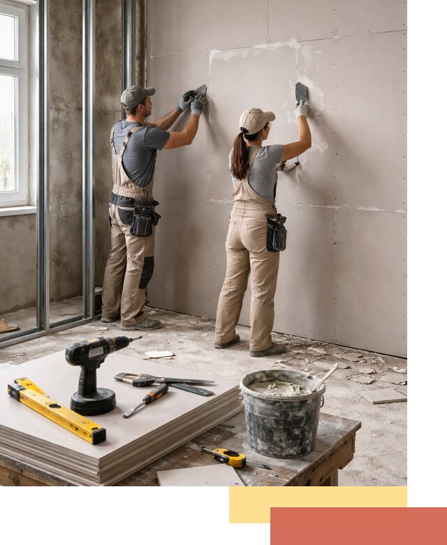 Монтаж двухслойной перегородки из гипсокартона в Батайске