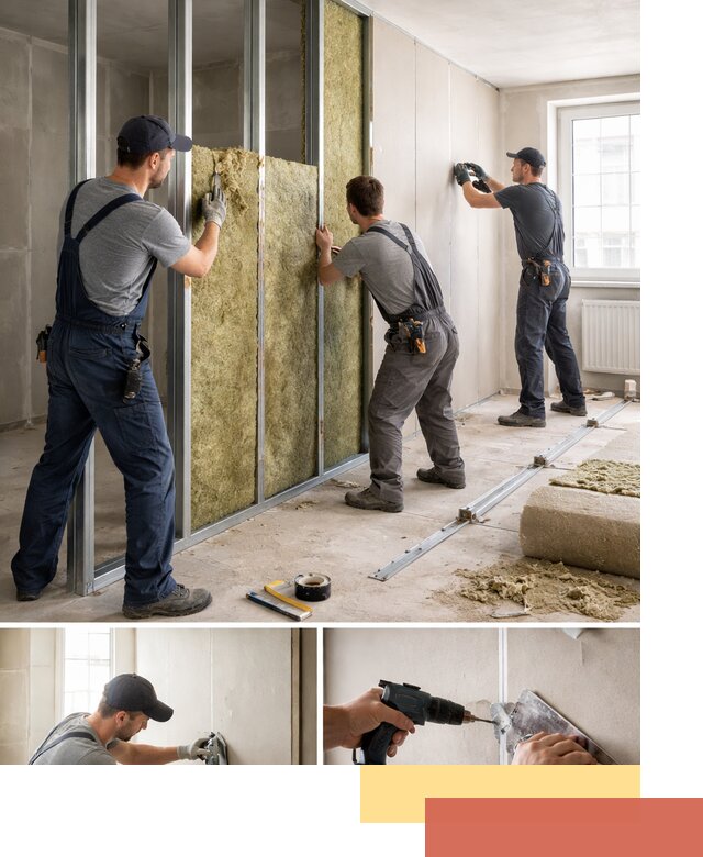 Перегородка из гипсокартона с шумоизоляцией в Батайске — монтаж под ключ