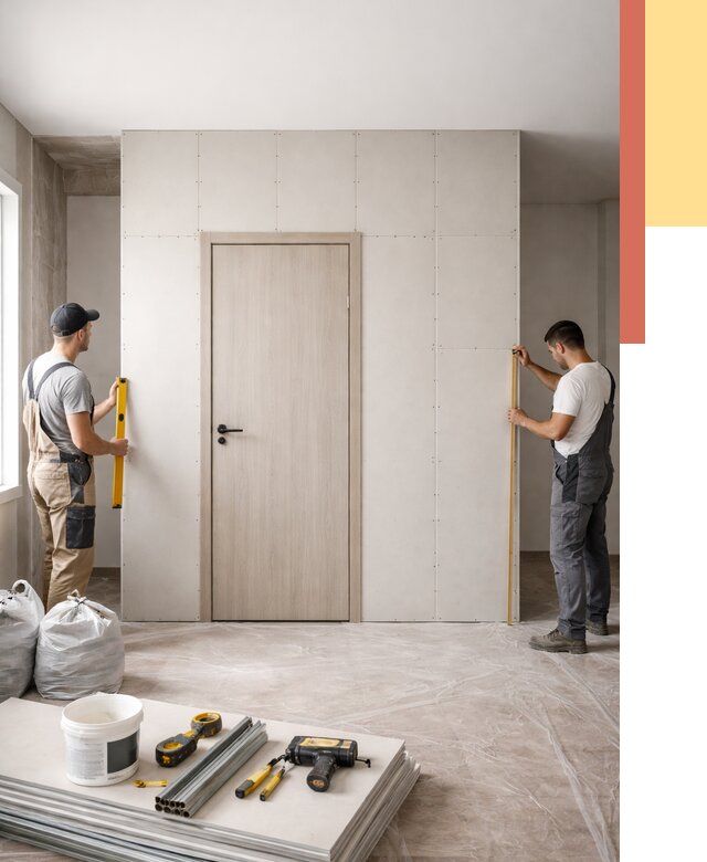 Перегородка из гипсокартона с дверью в Батайске от 4554 руб. под ключ | ОТДЕЛОЧНИК-Бтс