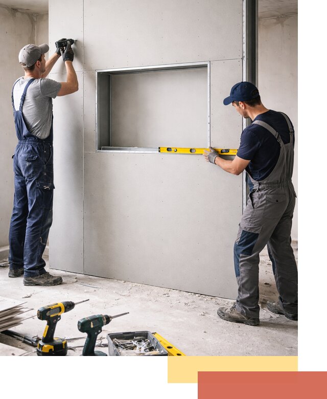 Перегородка из гипсокартона с нишей под декор в Батайске