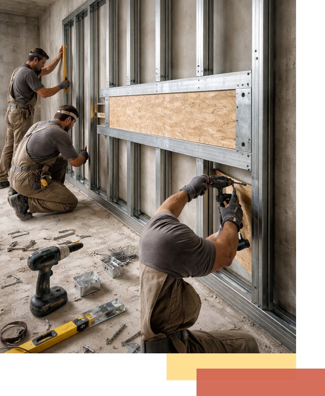 Усиленная перегородка для крепления тяжёлых конструкций в Батайске