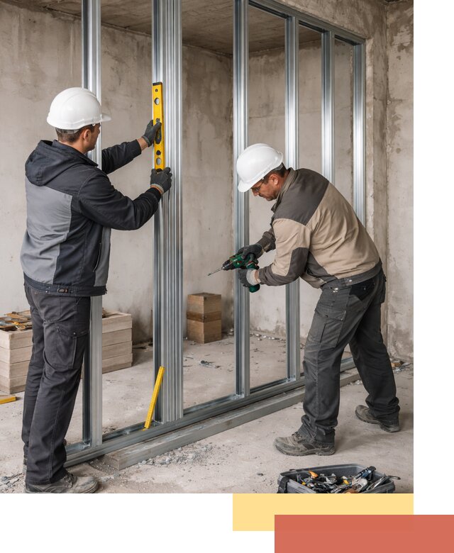 Монтаж каркаса перегородки из профиля в Батайске