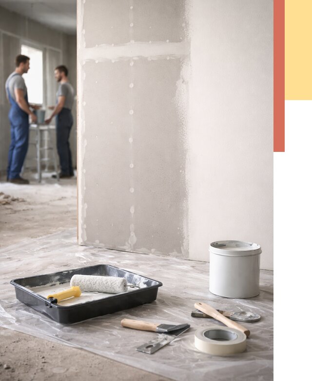 Покраска перегородок из гипсокартона в Батайске от 4554 руб. под ключ | ОТДЕЛОЧНИК-Бтс