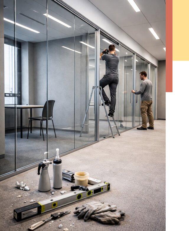 Стеклянные офисные перегородки в Батайске от 8603 руб. — монтаж и установка | ОТДЕЛОЧНИК-Бтс