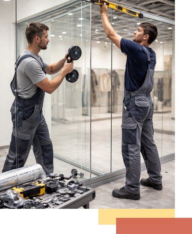 Стеклянные перегородки для магазинов в Батайске — монтаж и установка