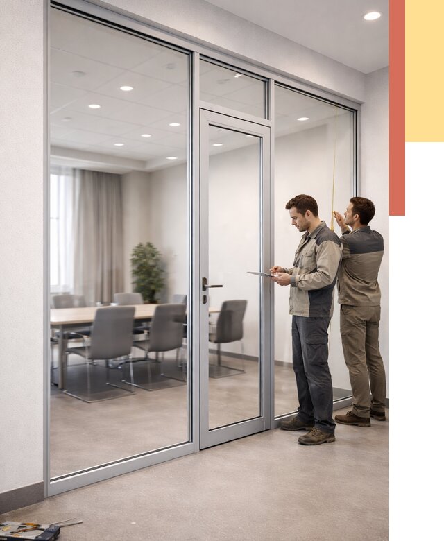 Установка и монтаж алюминиевых перегородок со стеклом в Батайске от 8299 руб. | ОТДЕЛОЧНИК-Бтс