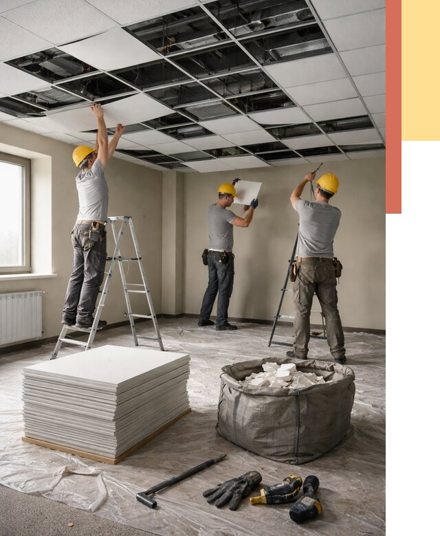 Демонтаж потолка Армстронг в Батайске от 4554 руб. быстро и недорого | ОТДЕЛОЧНИК-Бтс