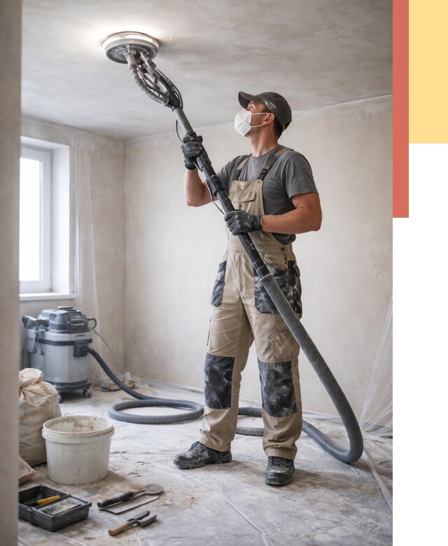 Шлифовка потолка в Батайске от 3542 руб. — услуги шлифования потолка | ОТДЕЛОЧНИК-Бтс