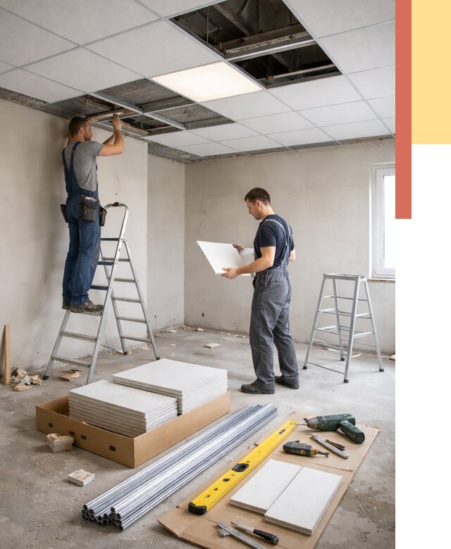 Монтаж потолка армстронг в Батайске от 4554 руб/м2 — быстрая установка под ключ | ОТДЕЛОЧНИК-Бтс