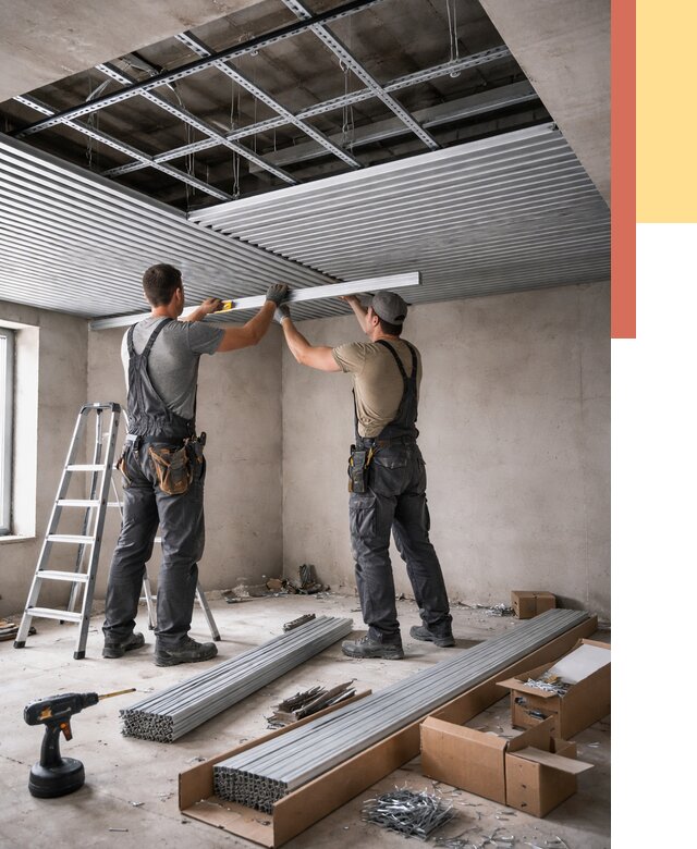 Монтаж реечного потолка в Батайске от 4554 руб. под ключ | ОТДЕЛОЧНИК-Бтс