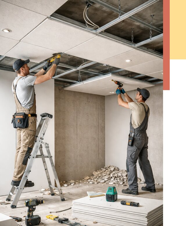 Монтаж акустического потолка в Батайске от 6579 руб/м2 — быстро и недорого | ОТДЕЛОЧНИК-Бтс