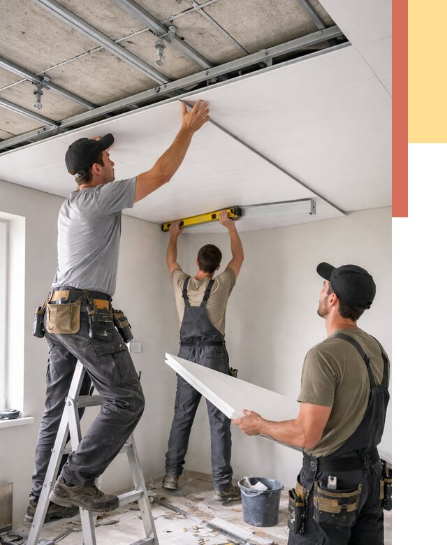 Монтаж потолка из ПВХ панелей в Батайске от 3542 руб./м2 — быстро и недорого | ОТДЕЛОЧНИК-Бтс