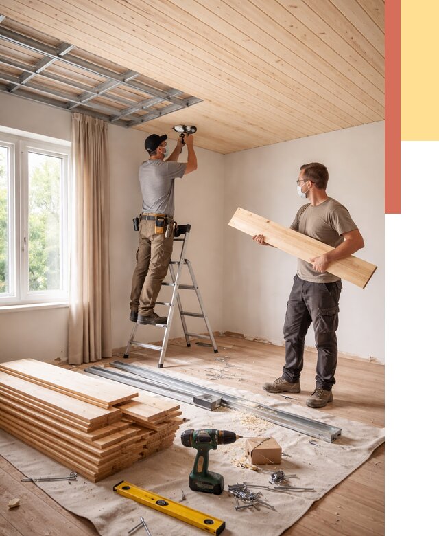 Монтаж потолка из вагонки в Батайске от 6579 руб. | Быстро и недорого — ОТДЕЛОЧНИК-Бтс