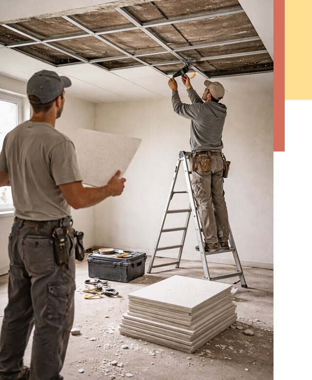 Замена плит подвесного потолка в Батайске от 1771 руб. быстро и недорого | ОТДЕЛОЧНИК-Бтс