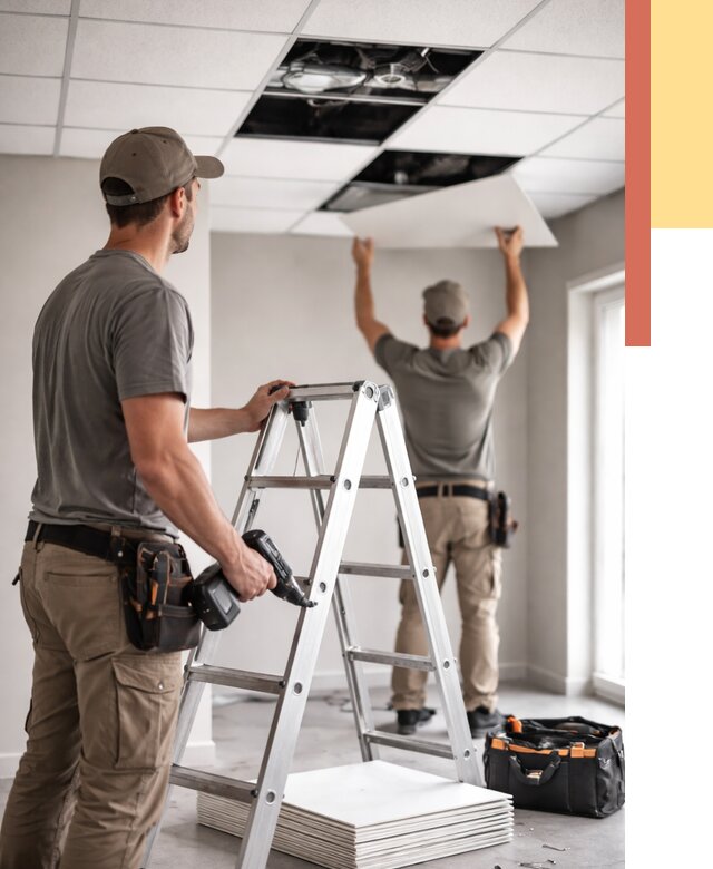 Обслуживание подвесного потолка в Батайске от 3542 руб. — быстро и недорого | ОТДЕЛОЧНИК-Бтс