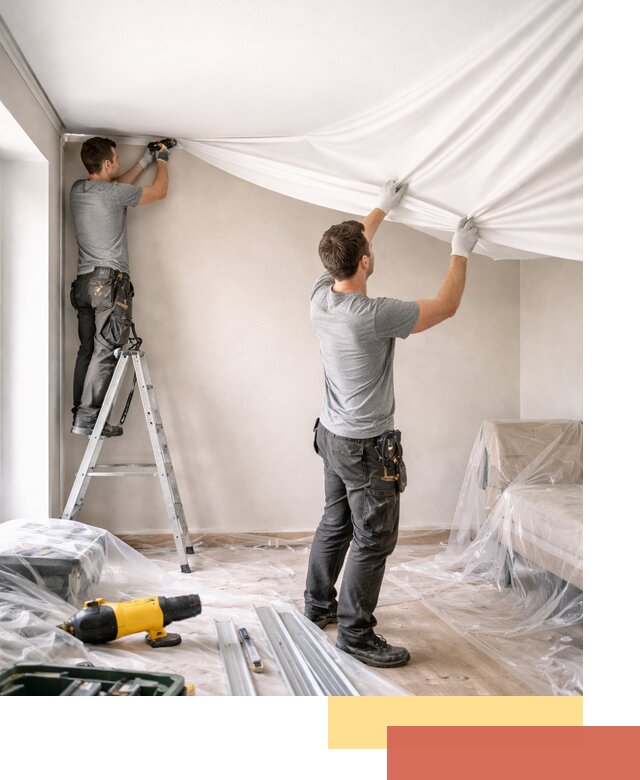 Монтаж тканевого натяжного потолка в Батайске недорого и быстро