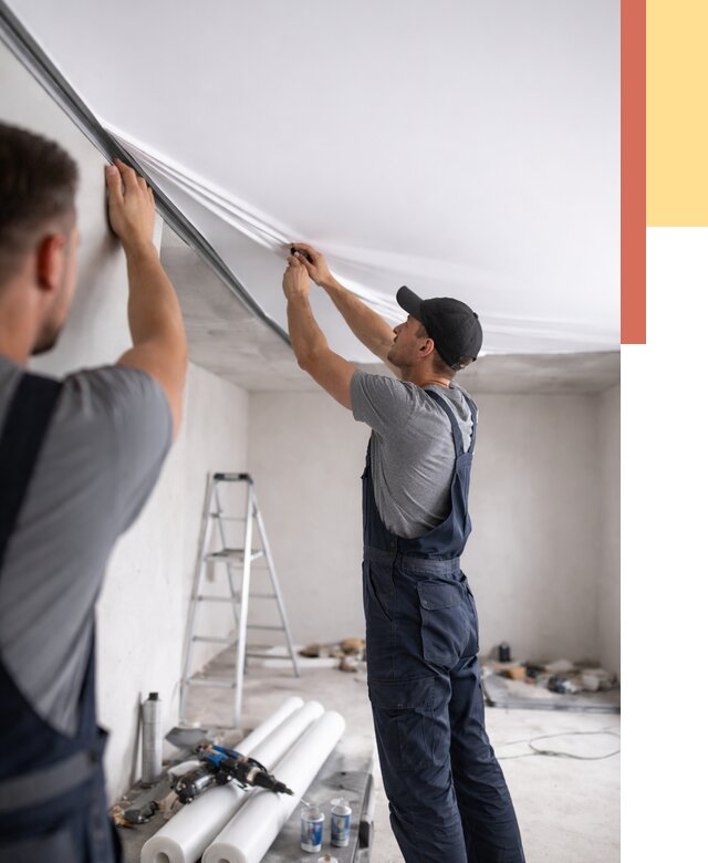 Монтаж матового натяжного потолка в Батайске от 4554 руб./м² — быстро и недорого | ОТДЕЛОЧНИК-Бтс