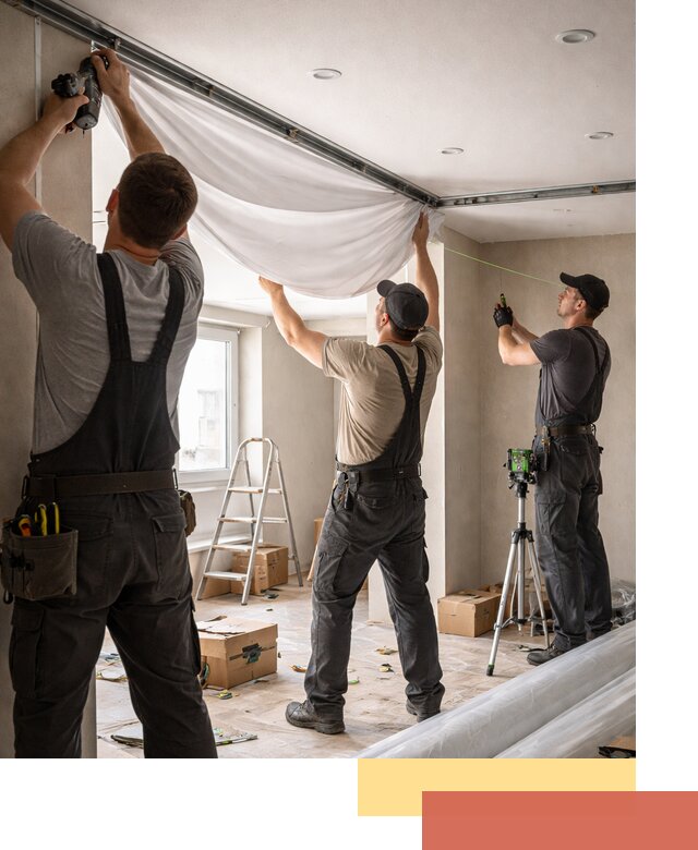 Монтаж парящего натяжного потолка под ключ в Батайске