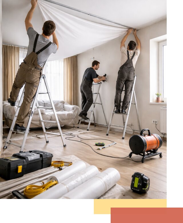 Монтаж натяжного потолка в гостиной в Батайске