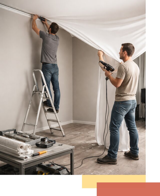 Монтаж натяжного потолка в студии в Батайске