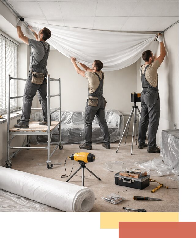 Монтаж натяжного потолка в офисе в Батайске