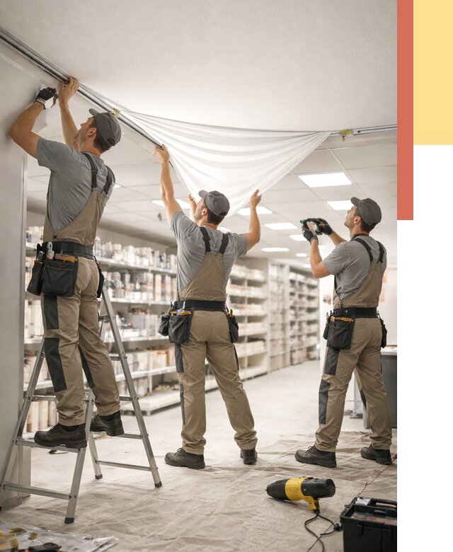 Монтаж натяжного потолка в магазине в Батайске от 4554 руб. быстро и недорого | ОТДЕЛОЧНИК-Бтс