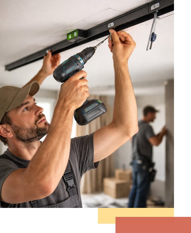 Установка трековых светильников в натяжной потолок в Батайске